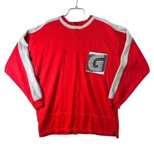 Generation‎ One Vintage Sweatshirt Red Grey Stripe Graphic Patch Large Mens 90s